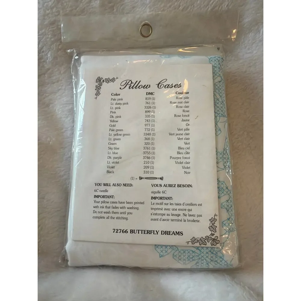 Dimensions Butterfly Dreams Stamped Cross Stitch Pillowcases Set of 2 New